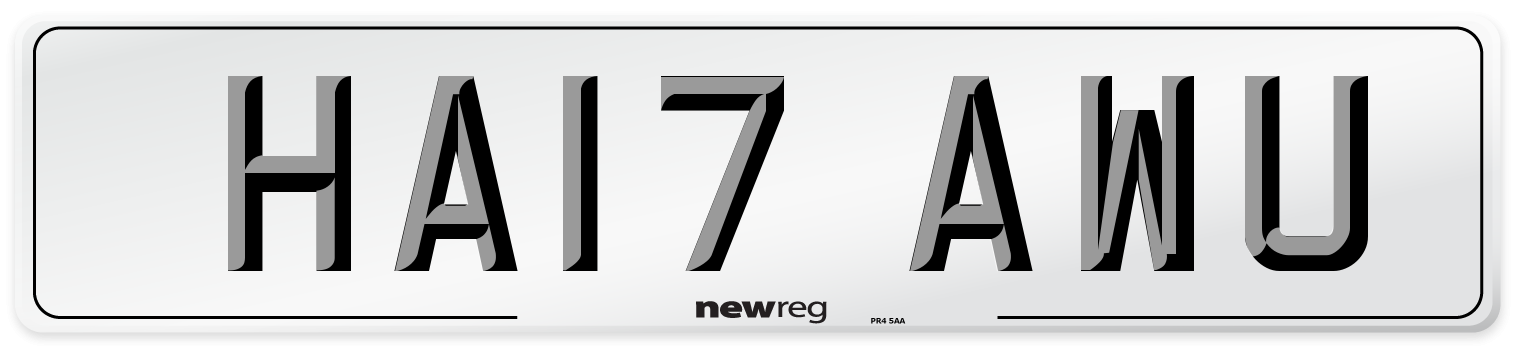HA17 AWU Number Plate from New Reg
